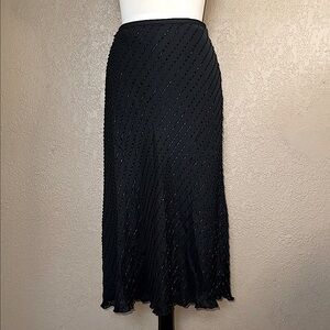 Ralph Lauren Black Sequin Fit and Flare Midi Skirt